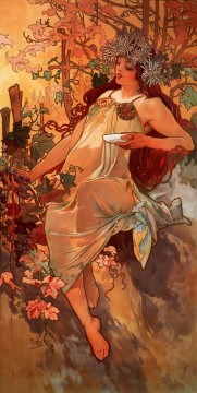  distinct Oil Painting - Autumn 1896panel Czech Art Nouveau distinct Alphonse Mucha